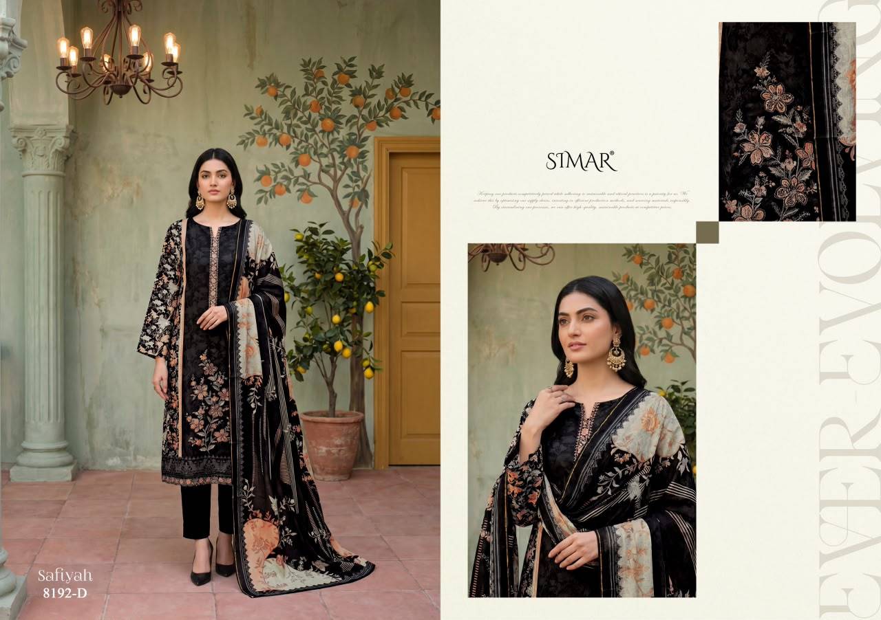 Safiyah By Glossy 8192A To D Series Stylish Beautiful Colourful Muslin Dresses At Wholesale Price